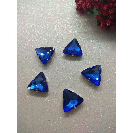 Стразы в цапах "Треугольник" 18 мм цв. синий, цена за 1 шт